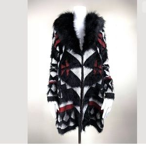 COPY - BCBG Maxazria Tribal Fur Long Cardigan Sweater